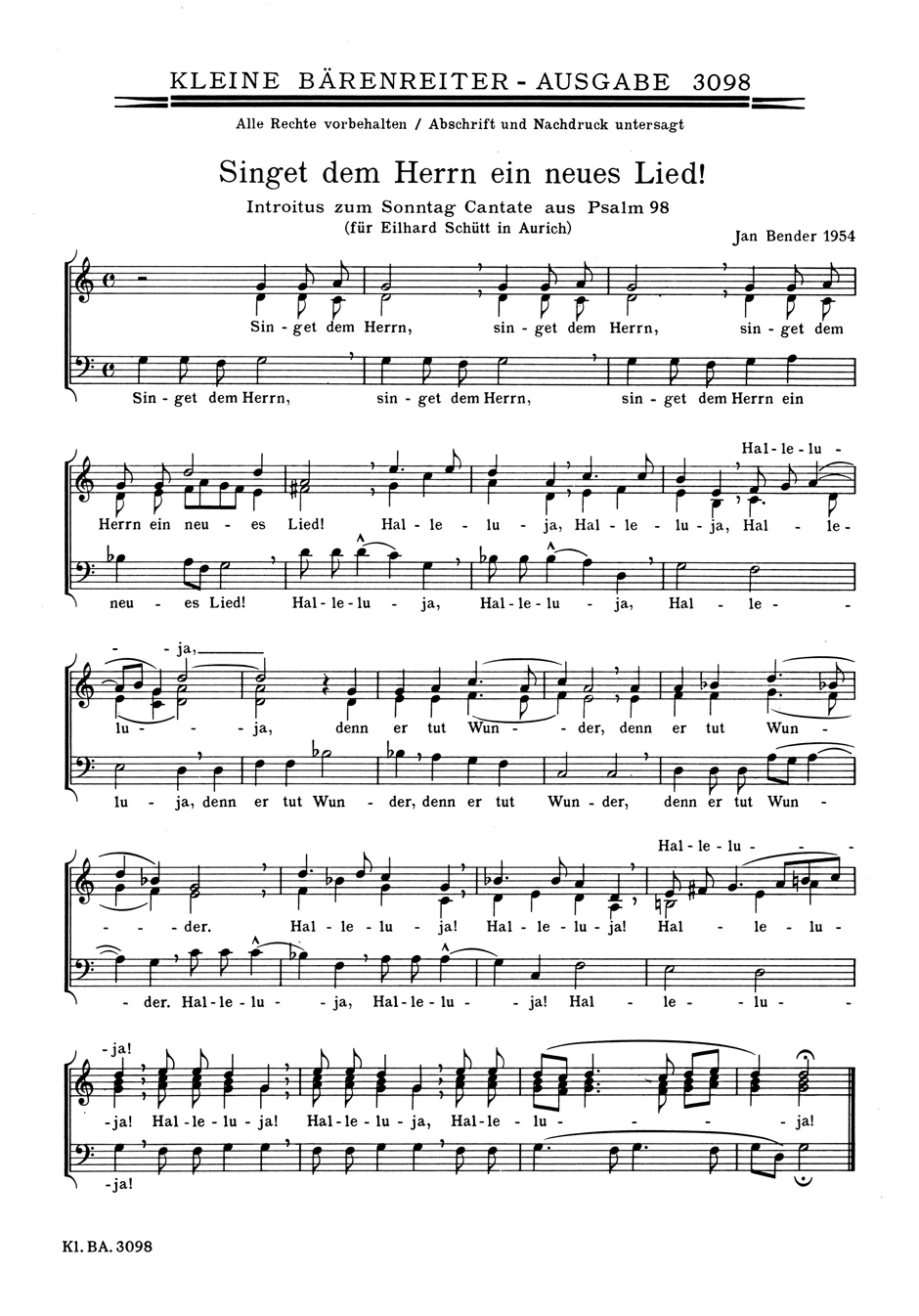 Vorderes Coverbild Singet dem Herrn ein neues Lied (1954)