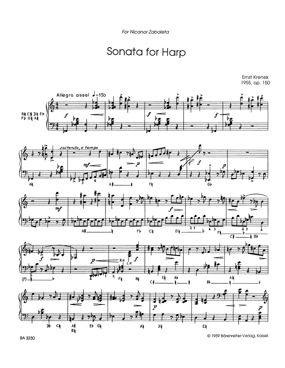 Anderes Coverbild Sonata for Harp - Harfensonate op. 150 (1955)