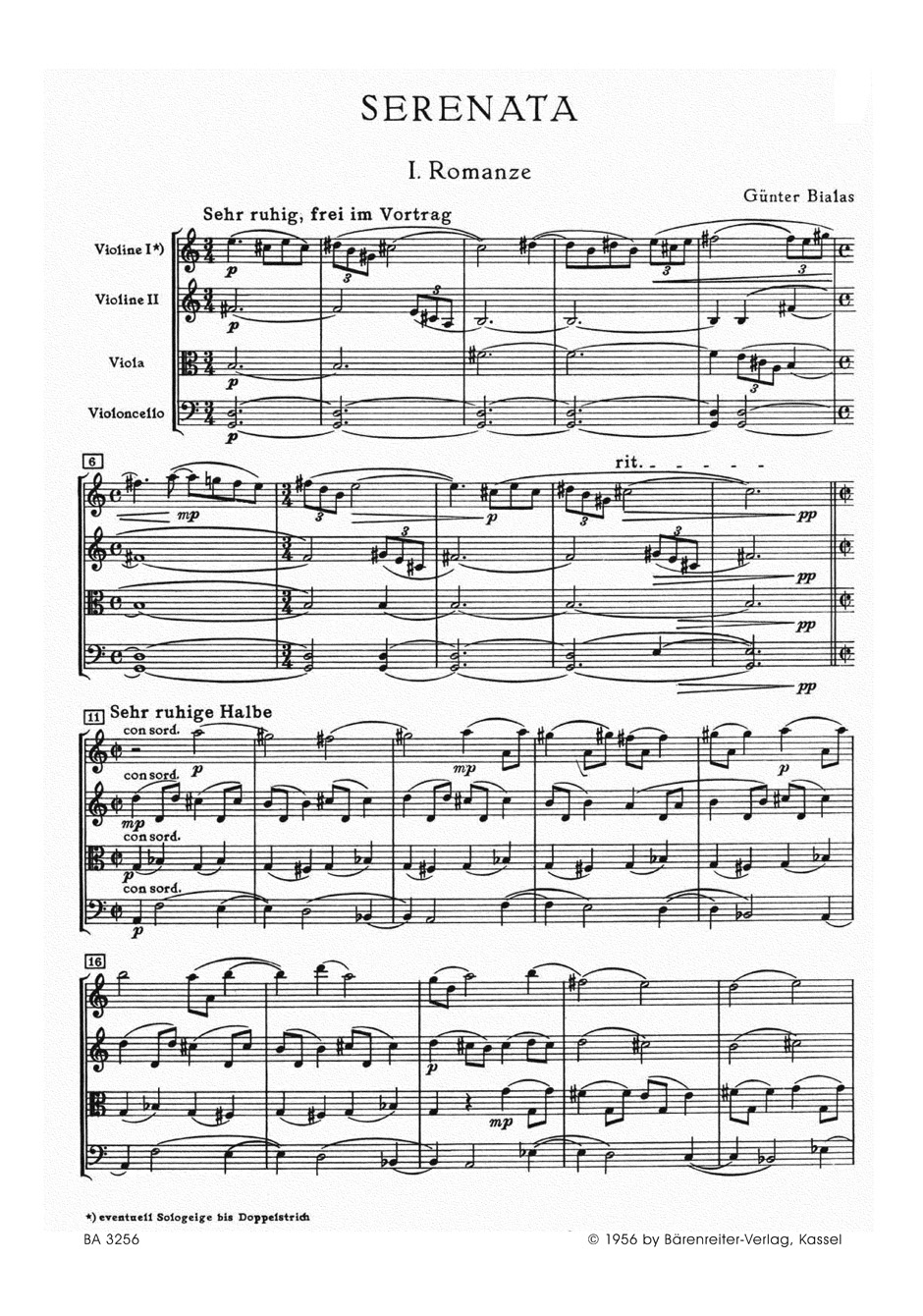 Anderes Coverbild Serenata für Streichorchester (1956)