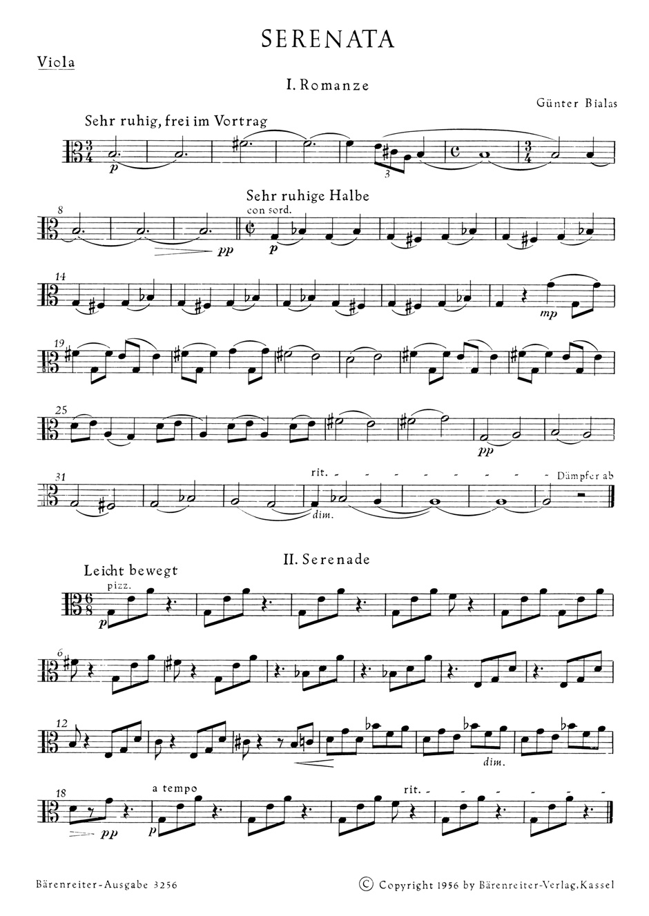 Vorderes Coverbild Serenata für Streichorchester (1956)
