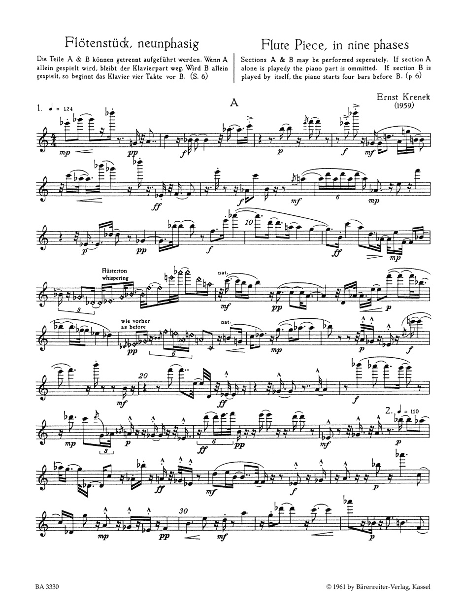 Anderes Coverbild Flötenstück neunphasig für Flöte und Klavier op. 171 (1959)