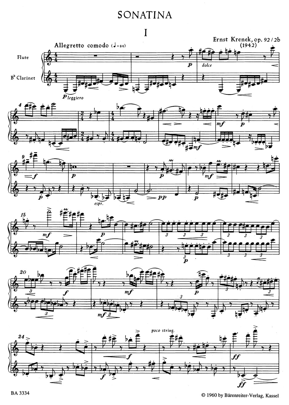 Anderes Coverbild Sonatina für Flöte und Klarinette in B op. 92 / 2b (1942)
