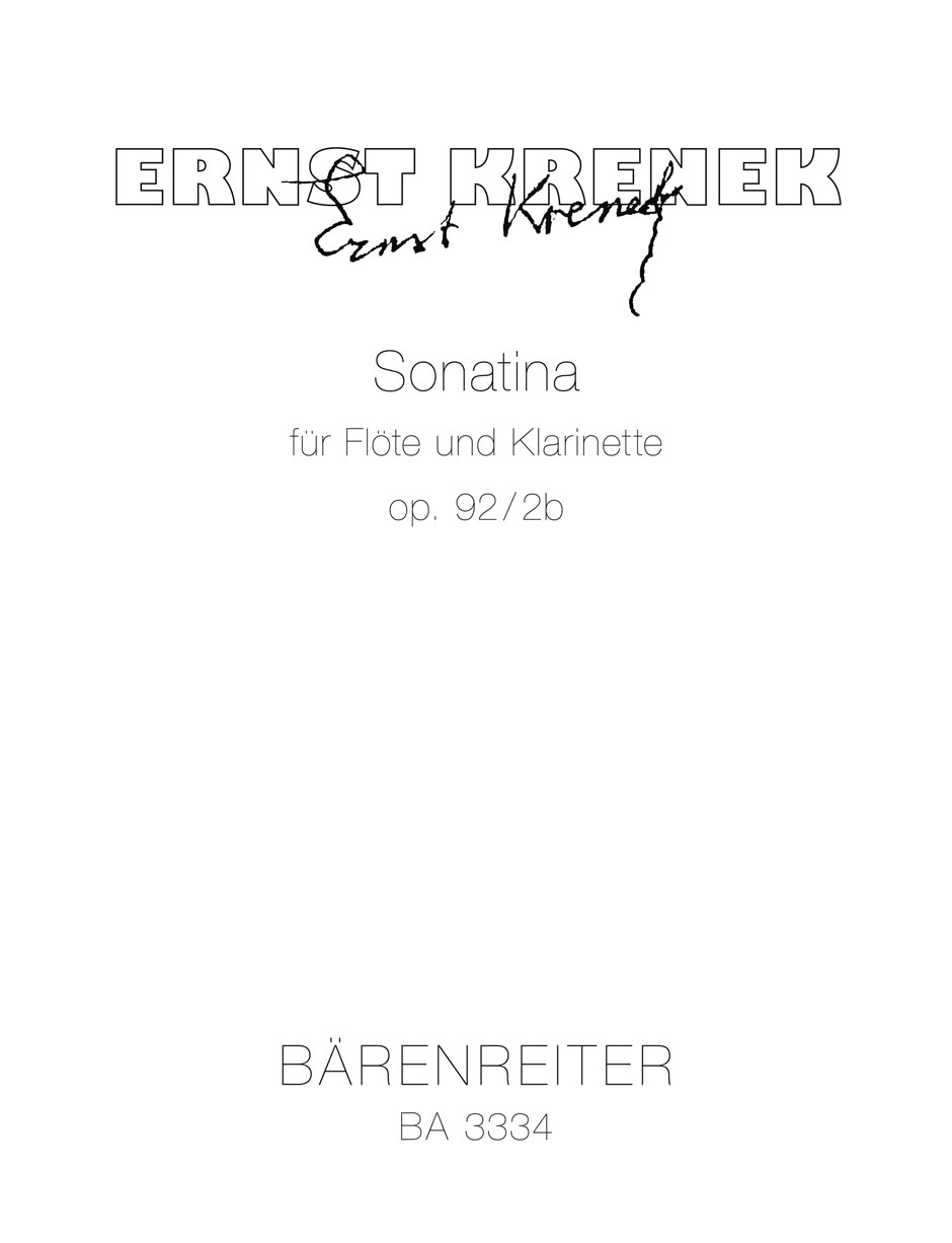 Vorderes Coverbild Sonatina für Flöte und Klarinette in B op. 92 / 2b (1942)