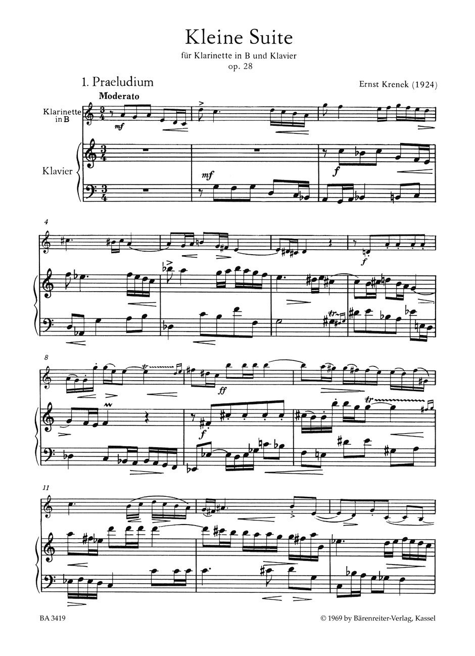 Anderes Coverbild Kleine Suite für Klarinette in B und Klavier op. 28 (1924)