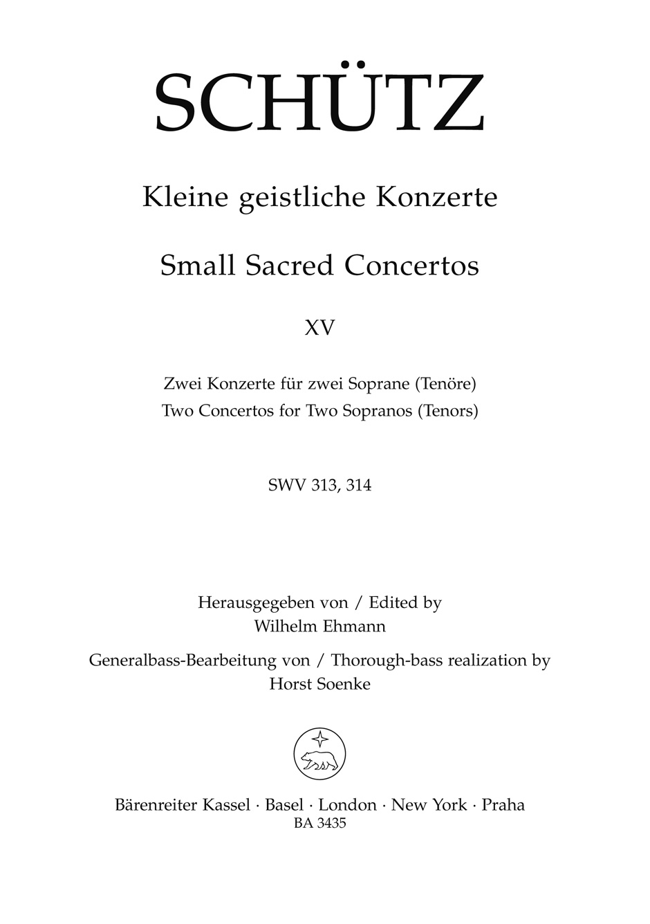 Vorderes Coverbild Kleine geistliche Konzerte, Heft 15