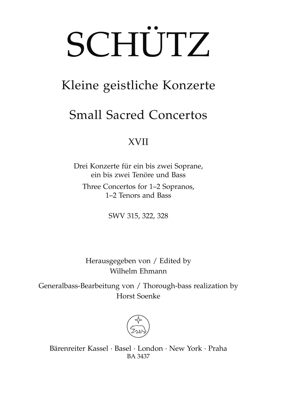 Vorderes Coverbild Kleine geistliche Konzerte, Heft 17
