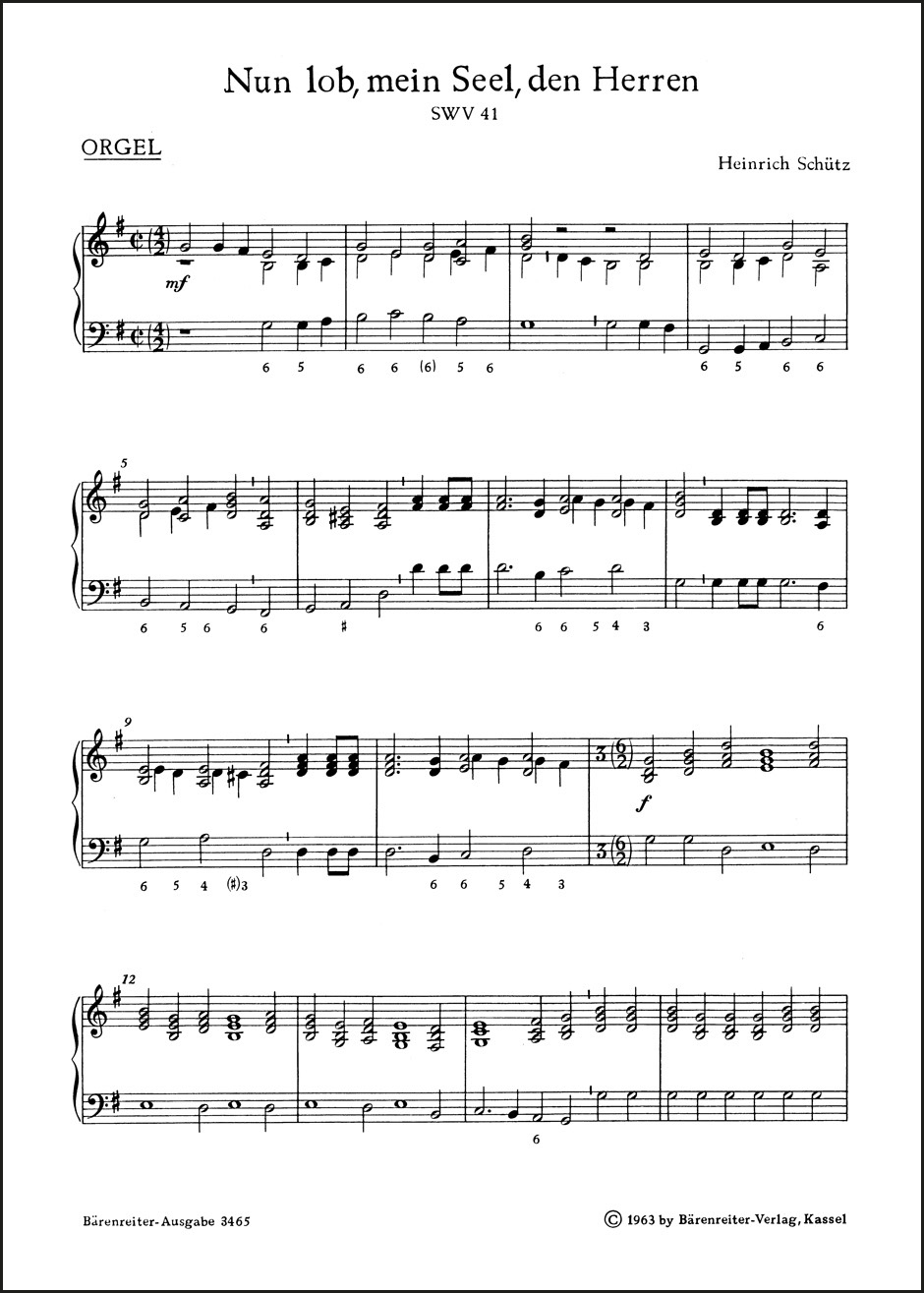 Vorderes Coverbild "Nun lob, mein Seel, den Herren" für zwei vierstimmige Favorit-, zwei fünfstimmige Capell-Chöre und Basso continuo SWV 41