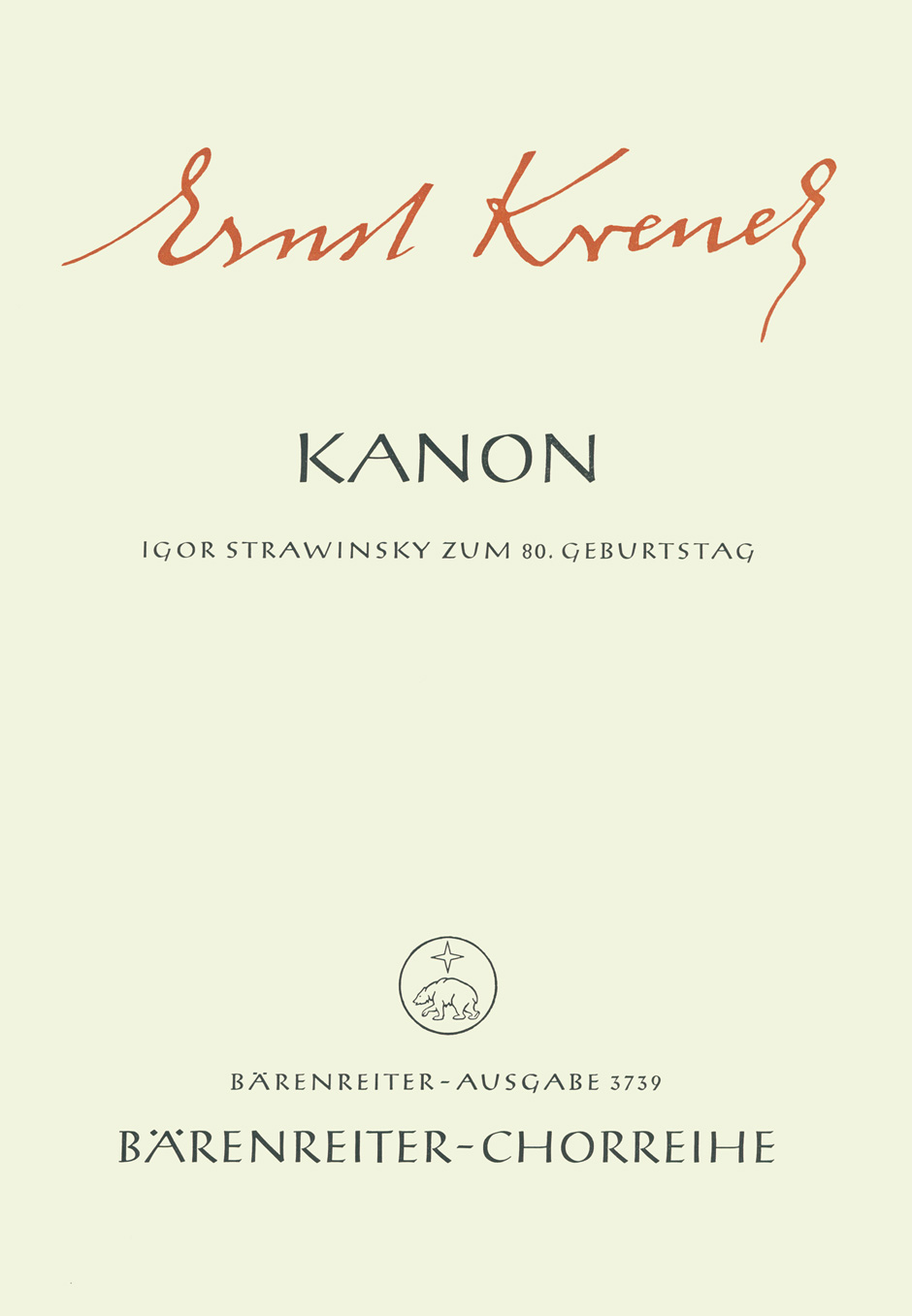 Vorderes Coverbild Kanon für Igor Strawinsky zum 80. Geburtstag (1962)