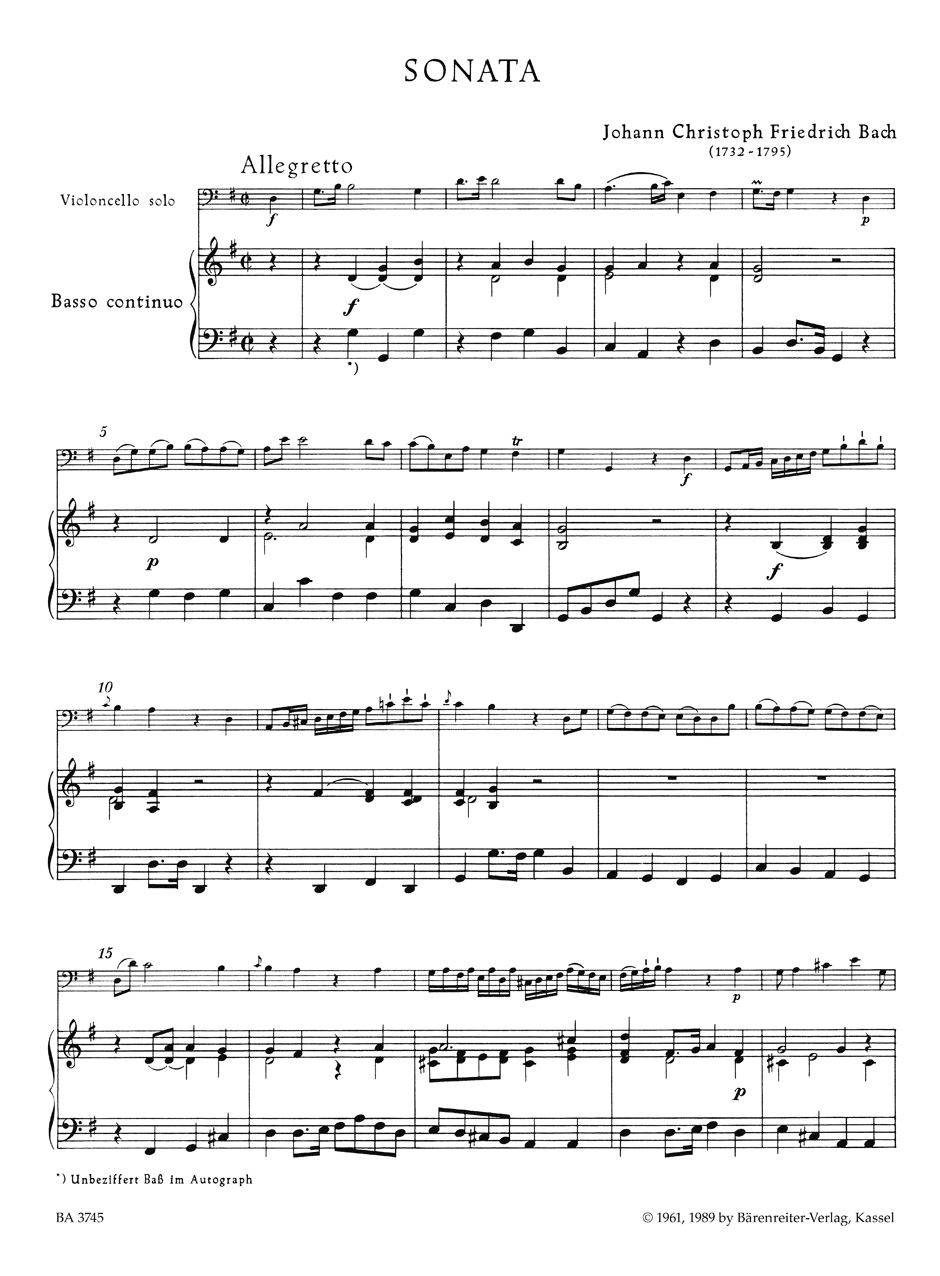 Anderes Coverbild Sonate für Violoncello und Basso continuo G-Dur