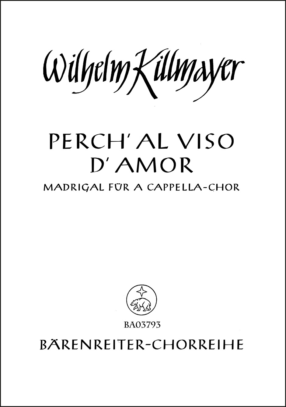 Vorderes Coverbild Perch'al viso d'amor