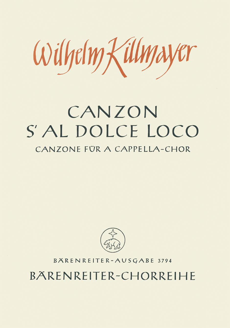 Vorderes Coverbild Canzon, s'al dolce loco (1950)
