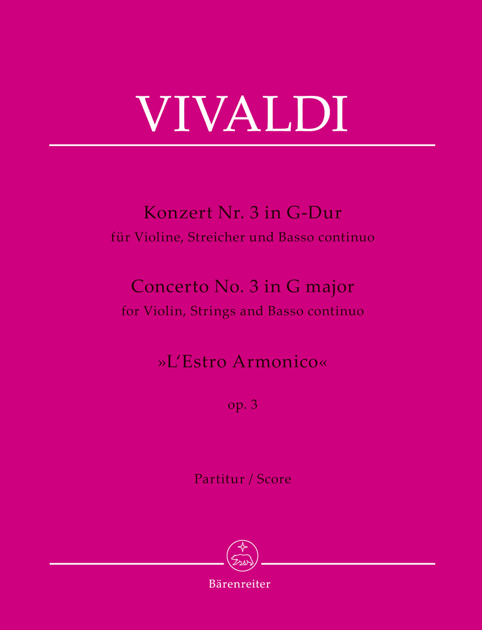 Vorderes Coverbild Concerto III für Violine, Streicher und Basso continuo G-Dur op. 3 RV 310