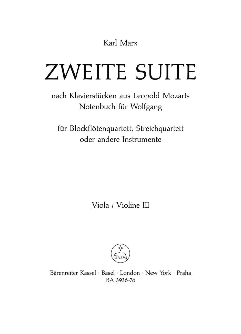 Vorderes Coverbild Zweite Suite für Blockflötenquartett, Streichquartett oder andere Instrumente