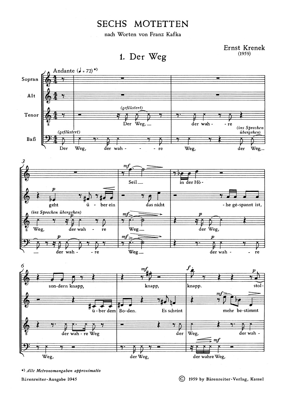 Anderes Coverbild Sechs Motetten op. 169 (1959)