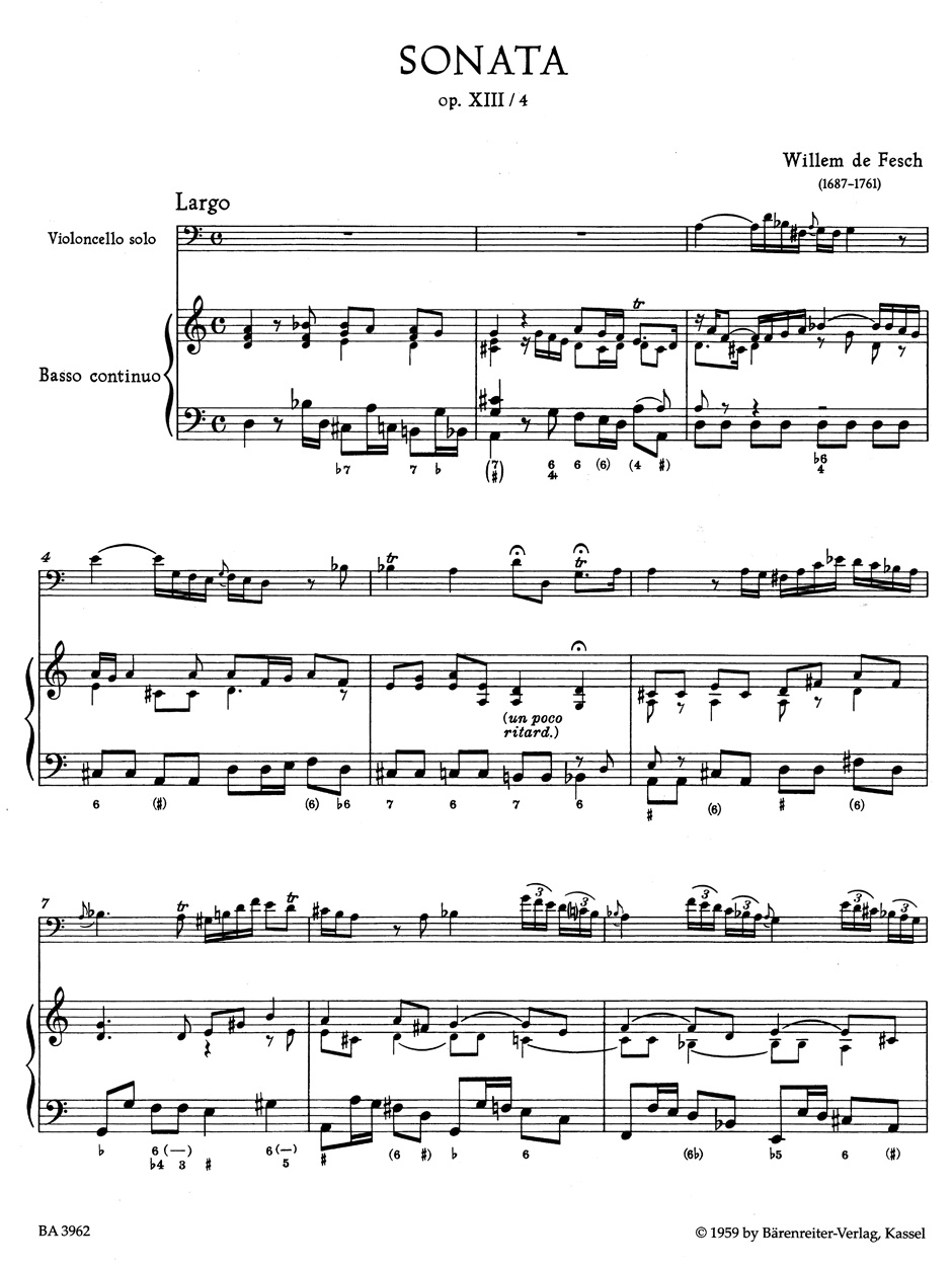 Anderes Coverbild Sonate für Violoncello und Basso continuo d-Moll op. 13/4