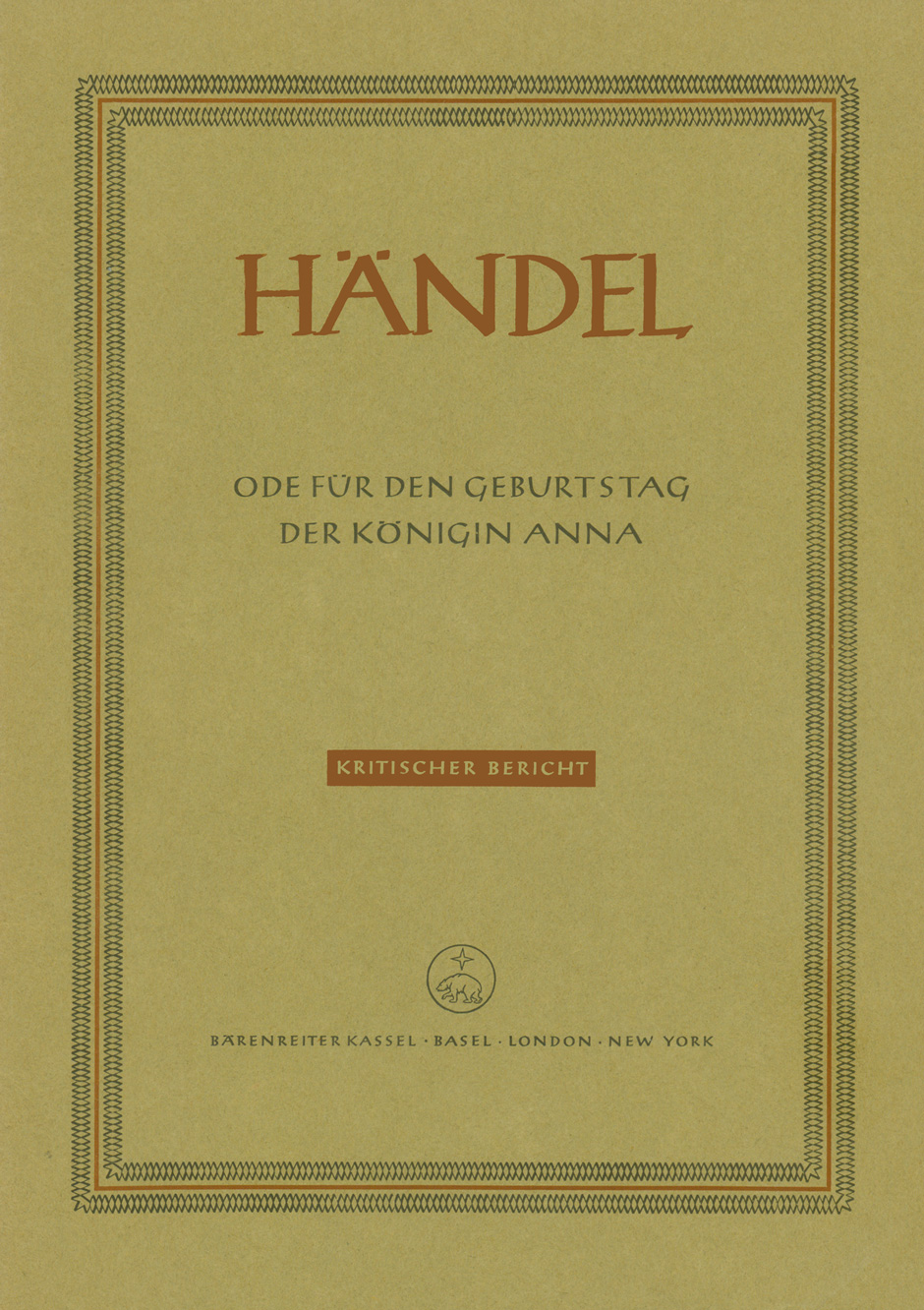 Vorderes Coverbild Ode for the Birthday of Queen Anne (Ode für den Geburtstag der Königin Anna) HWV 74