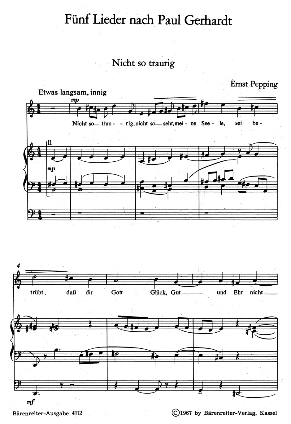 Anderes Coverbild Fünf Lieder nach Gedichten von Paul Gerhardt