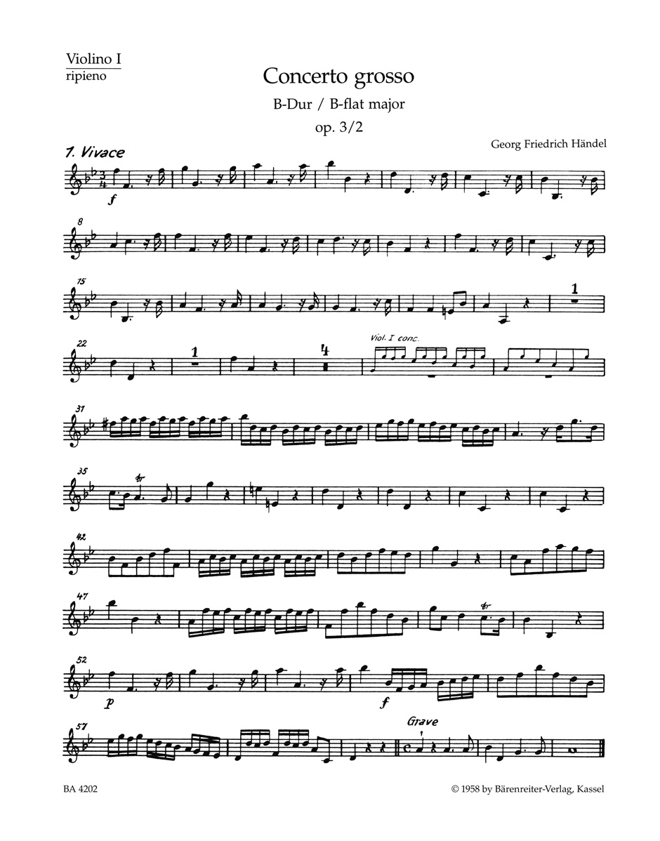 Vorderes Coverbild Concerto grosso B-Dur op. 3/2 HWV 313