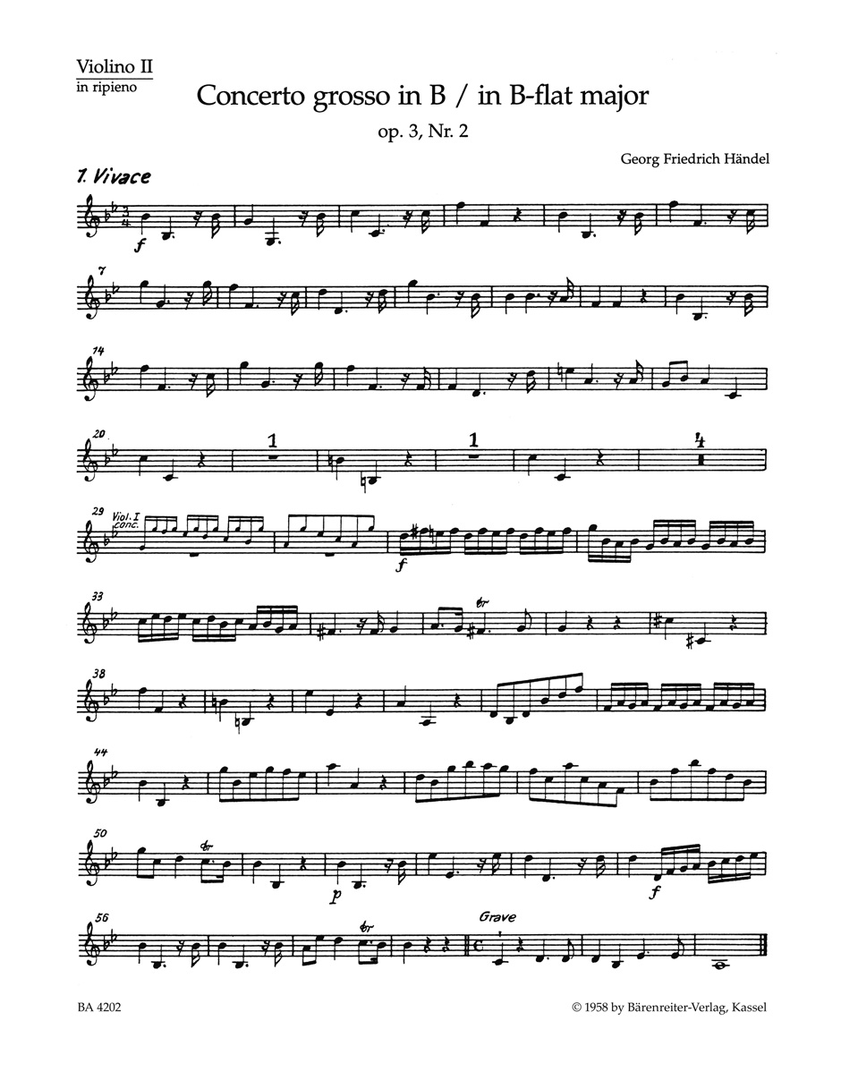 Vorderes Coverbild Concerto grosso B-Dur op. 3/2 HWV 313