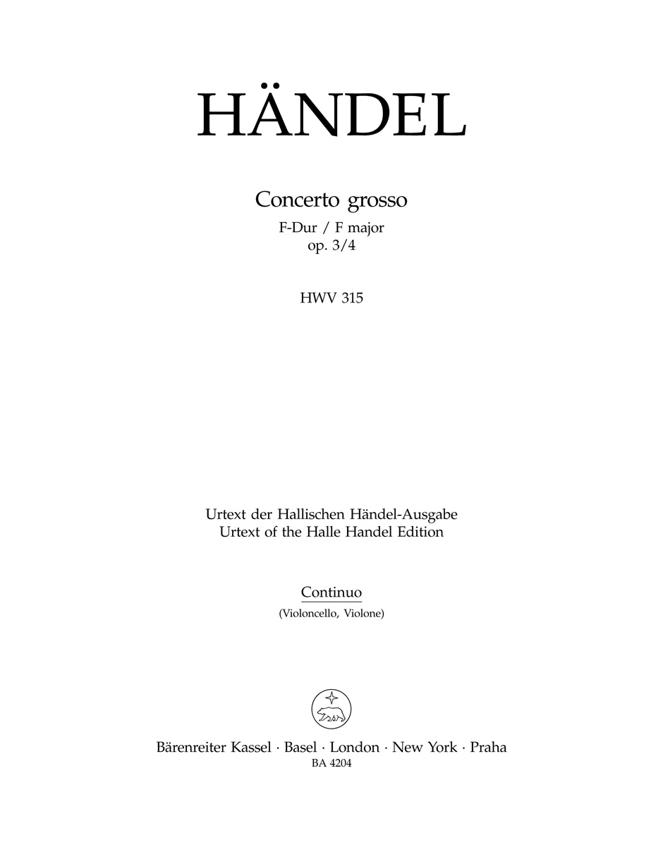 Vorderes Coverbild Concerto grosso F-Dur op. 3/4 HWV 315