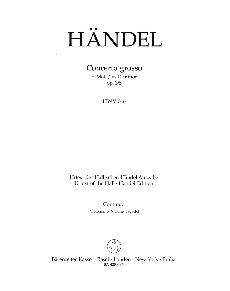 Vorderes Coverbild Concerto grosso d-Moll op. 3/5 HWV 316