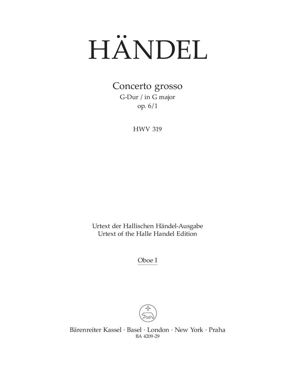 Vorderes Coverbild Concerto grosso G-Dur op. 6/1 HWV 319