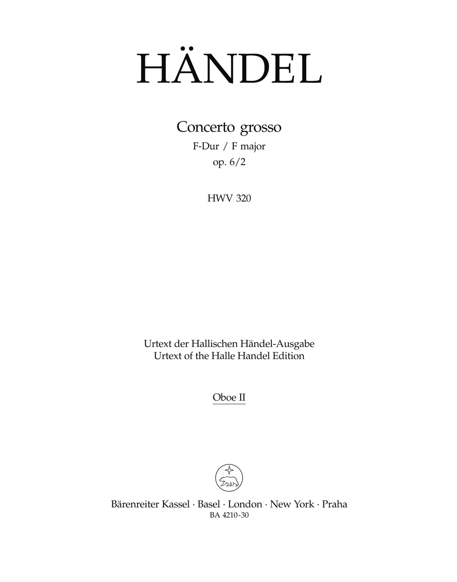 Vorderes Coverbild Concerto grosso F-Dur op. 6/2 HWV 320