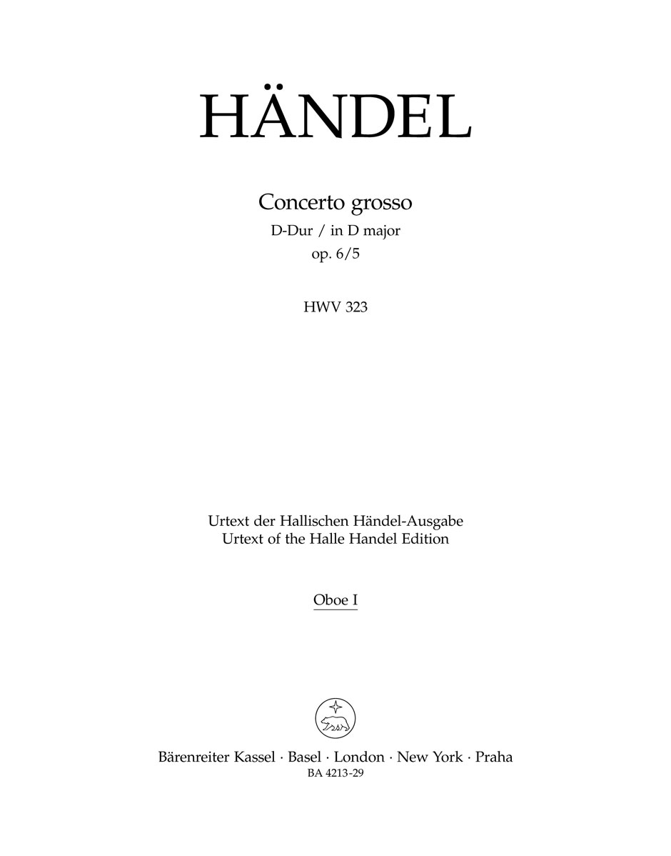 Vorderes Coverbild Concerto grosso D-Dur op. 6/5 HWV 323