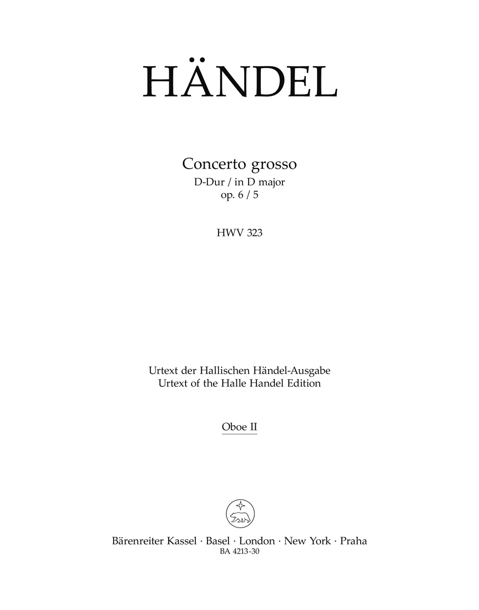 Vorderes Coverbild Concerto grosso D-Dur op. 6/5 HWV 323