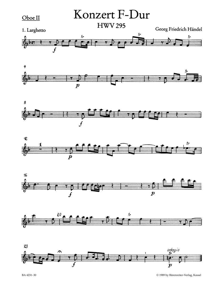 Vorderes Coverbild Konzert für Orgel und Orchester Nr. 13 F-Dur HWV 295 "The Cuckoo and the Nightingale"