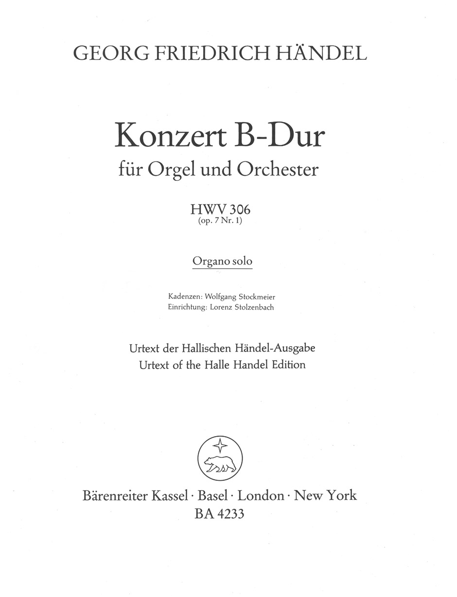 Vorderes Coverbild Orgelkonzert B-Dur op. 7/1 HWV 306