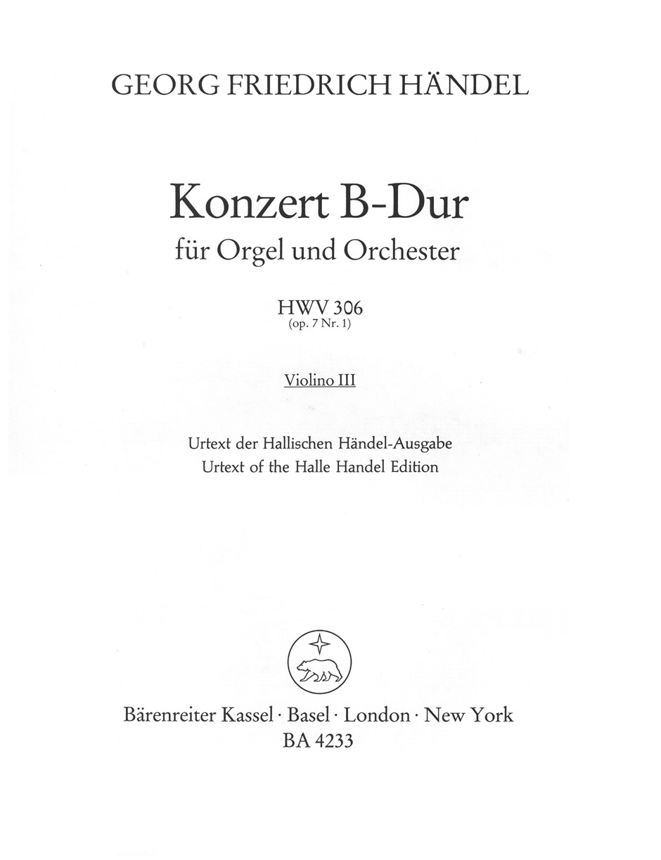 Vorderes Coverbild Orgelkonzert B-Dur op. 7/1 HWV 306