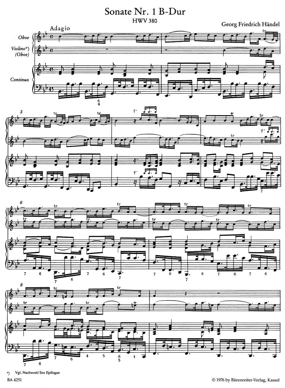 Anderes Coverbild Sechs Sonaten für Oboe, Violine (Oboe) und Basso continuo