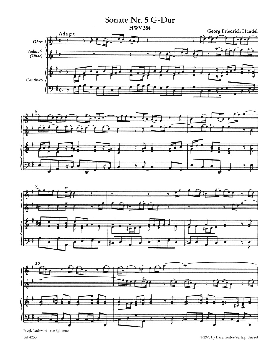 Anderes Coverbild Sechs Sonaten für Oboe, Violine (Oboe) und Basso continuo
