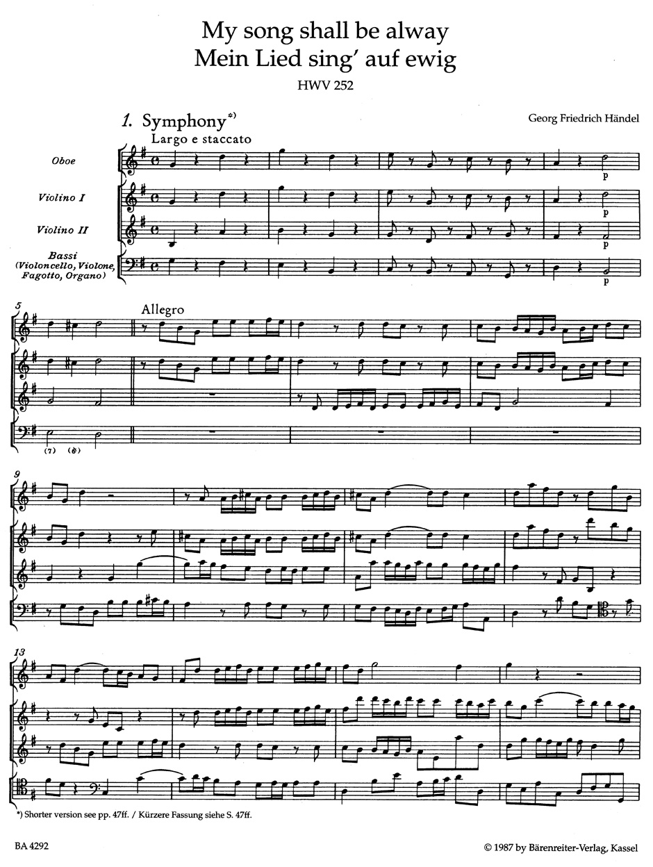 Anderes Coverbild My song shall be alway (Mein Lied sing' auf ewig) HWV 252