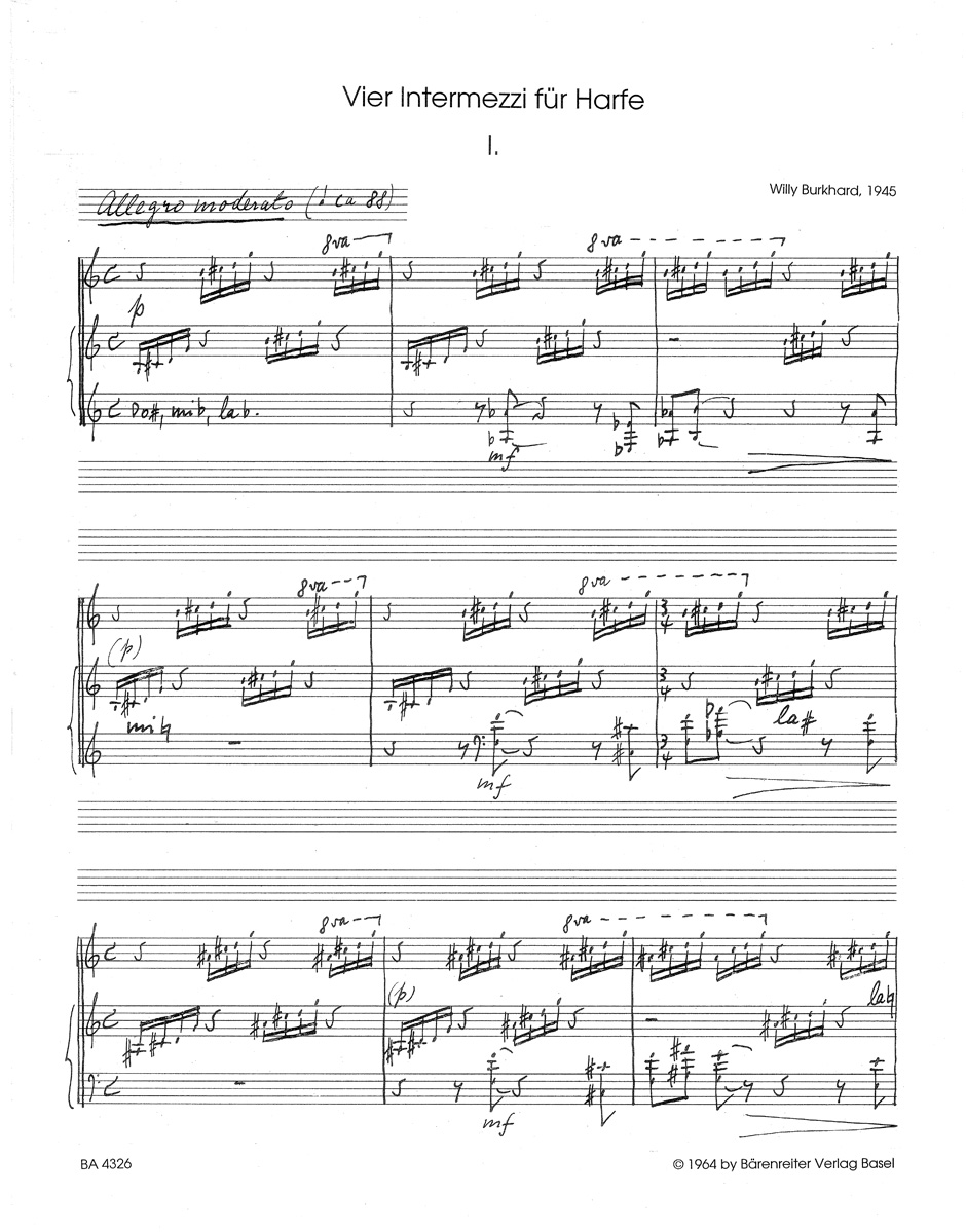 Anderes Coverbild Vier Intermezzi für Harfe op. 77a (1945)
