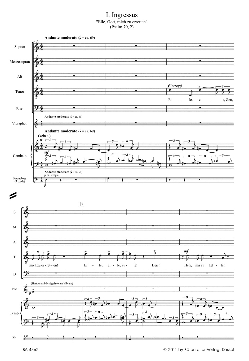 Anderes Coverbild Vesper für Kammerchor und drei Instrumente