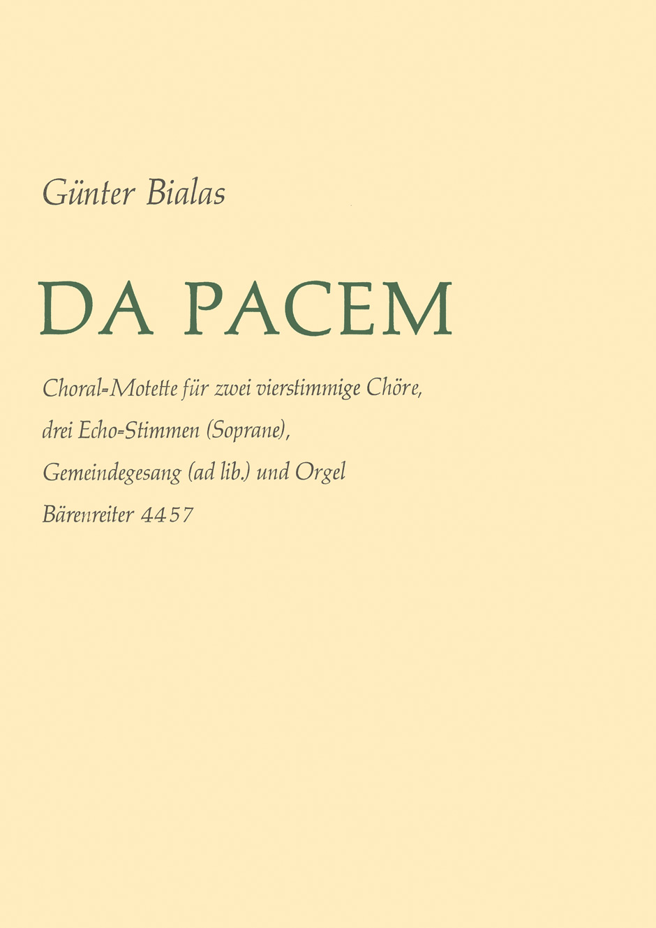 Vorderes Coverbild Da pacem (1964)