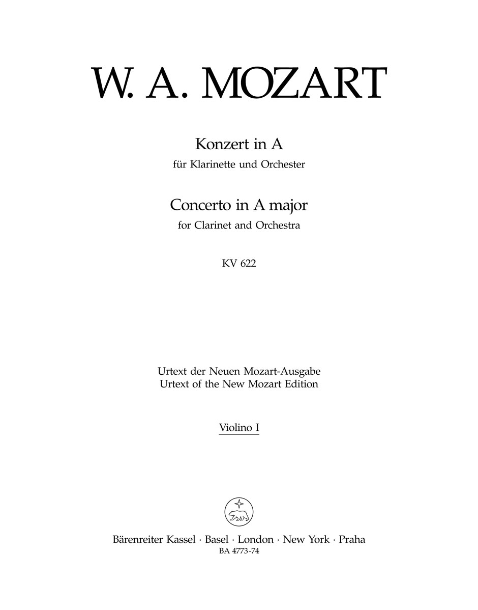 Vorderes Coverbild Konzert für Klarinette und Orchester A-Dur KV 622