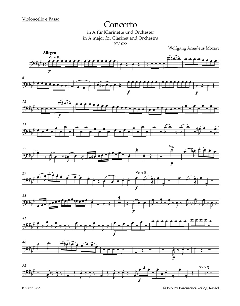 Vorderes Coverbild Konzert für Klarinette und Orchester A-Dur KV 622