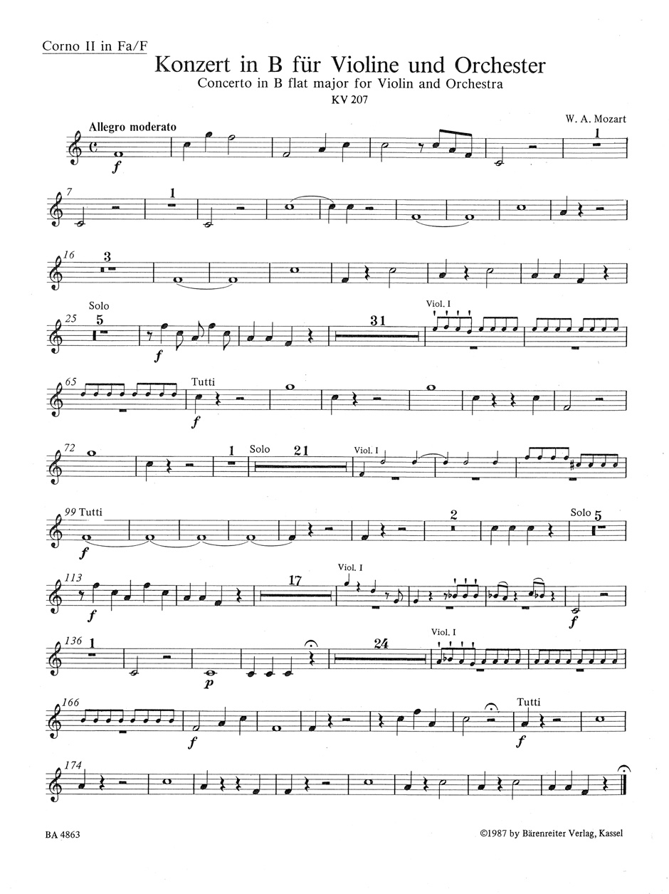 Vorderes Coverbild Konzert für Violine und Orchester Nr. 1 B-Dur KV 207