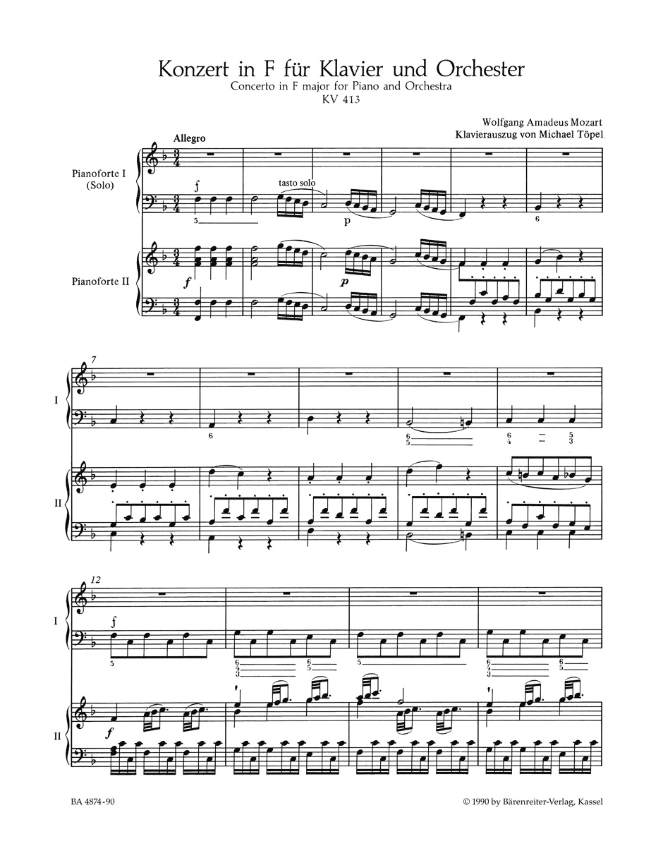 Anderes Coverbild Konzert für Klavier und Orchester Nr. 11 F-Dur KV 413 (387a)