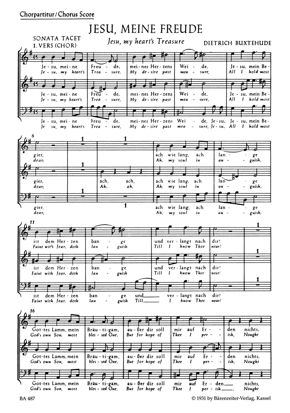Vorderes Coverbild Jesu, meine Freude BuxWV 60