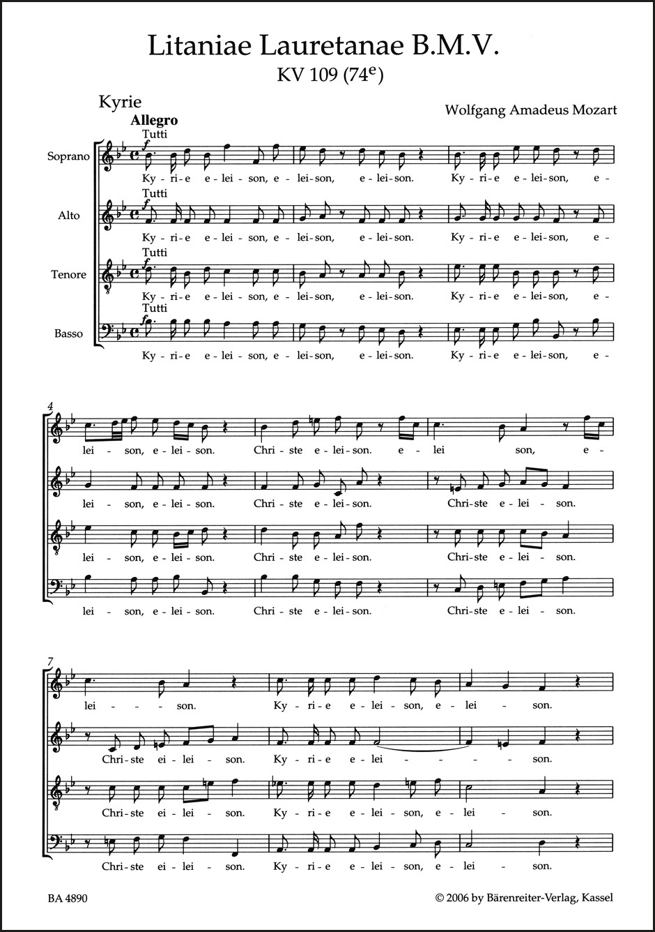 Vorderes Coverbild Litaniae Lauretanae B-Dur KV 109 (74e)