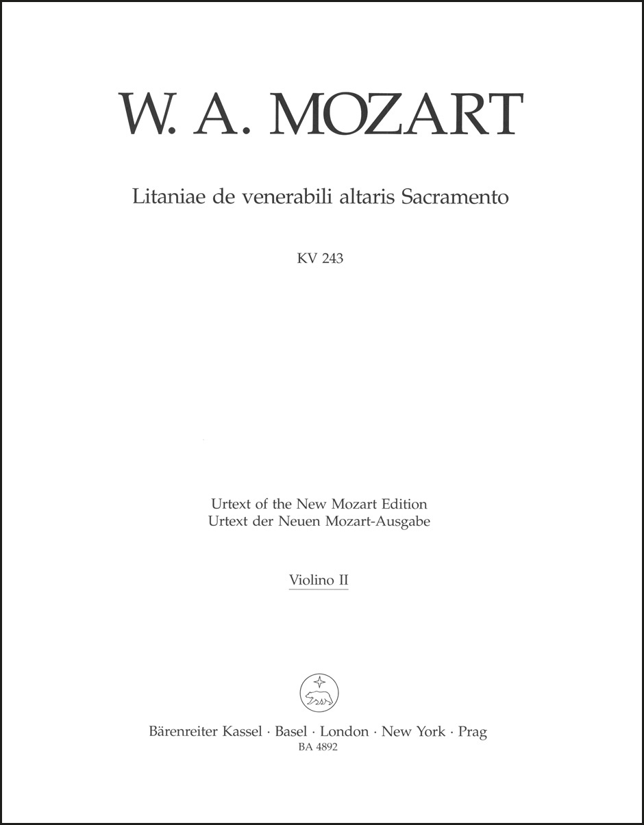 Vorderes Coverbild Litaniae de venerabili altaris Sacramento Es-Dur KV 243