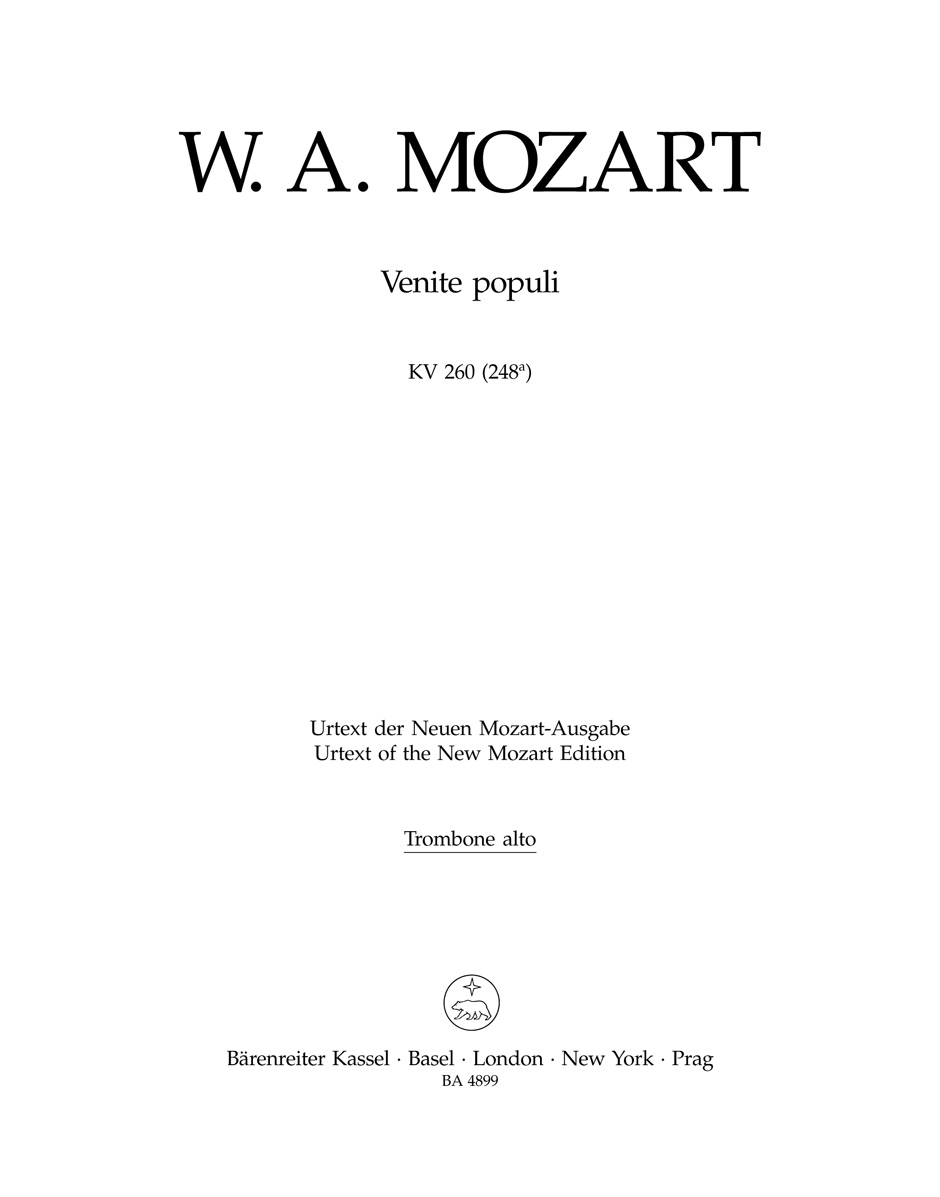 Vorderes Coverbild Venite populi KV 260 (248a)