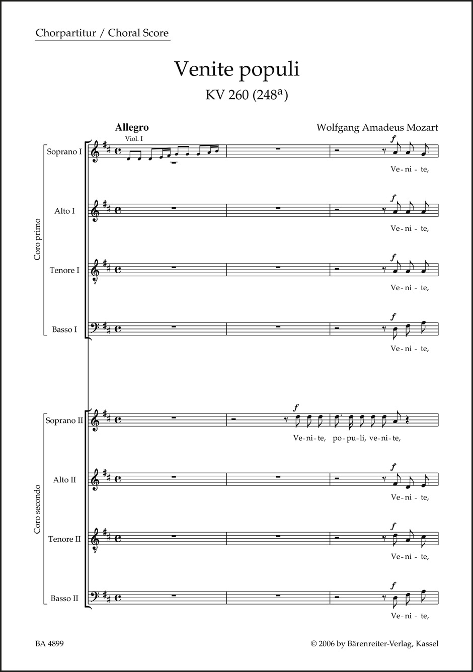 Anderes Coverbild Venite populi KV 260 (248a)