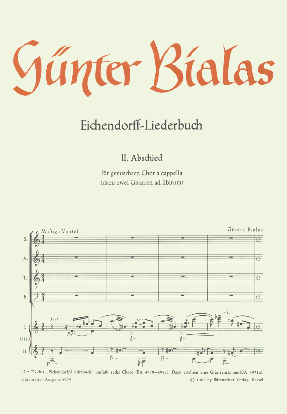 Vorderes Coverbild Abschied für gemischten Chor a cappella Nr. 2