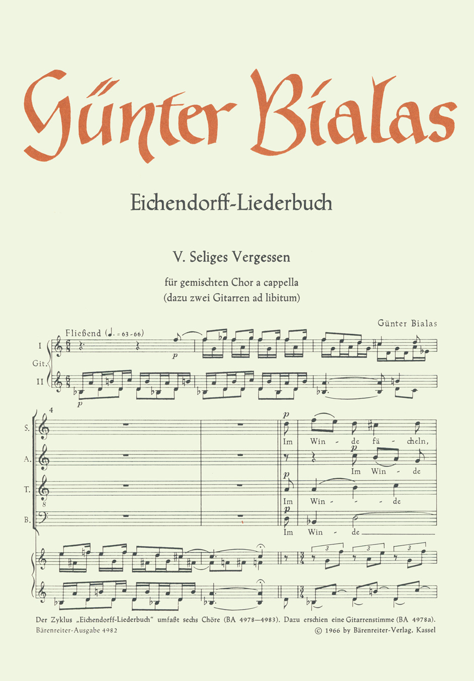 Vorderes Coverbild Seliges Vergessen für gemischten Chor a cappella Nr. 5