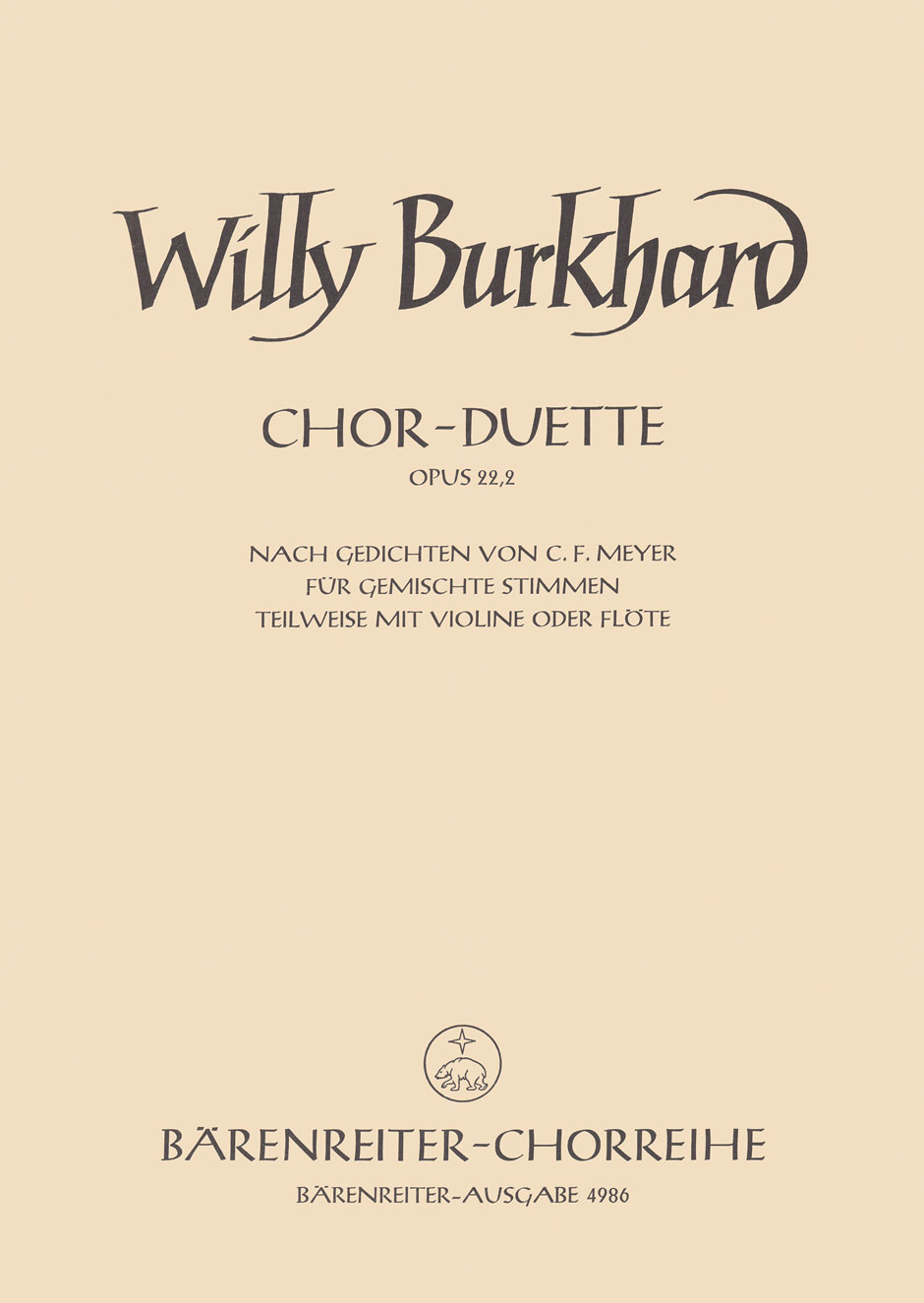 Vorderes Coverbild Chor-Duette nach Gedichten von C.F. Meyer op. 22/2 (1928)